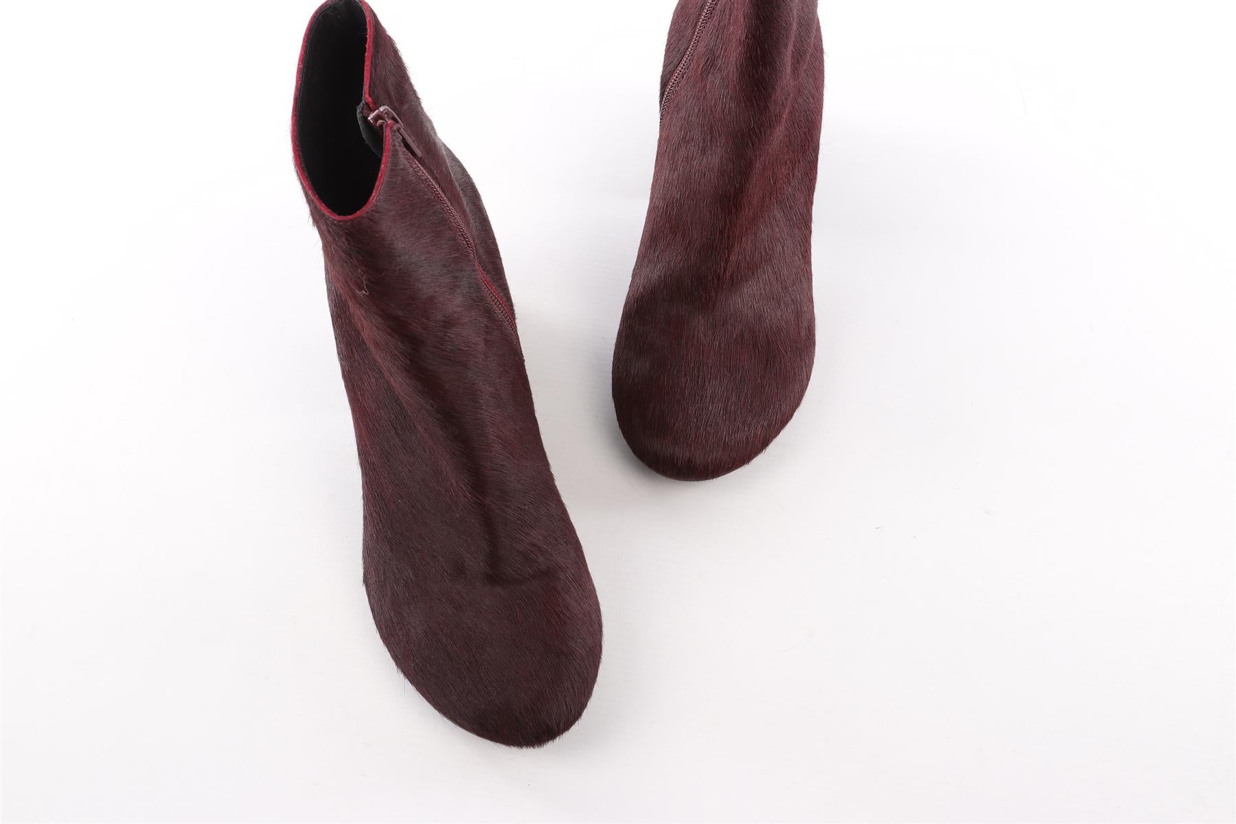 MM6 MAISON MARGIELO BURGUNDY CALF HAIR ANKLE BOOTS EU 40.5 UK 7.5 US 10.5
