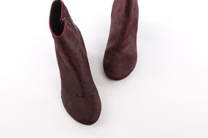 MM6 MAISON MARGIELO BURGUNDY CALF HAIR ANKLE BOOTS EU 40.5 UK 7.5 US 10.5