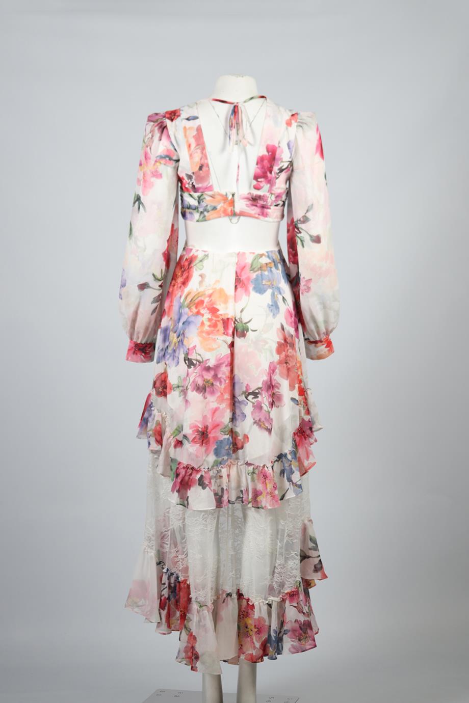 PATBO FLORAL PRINT CHIFFON MAXI DRESS US 4 UK 8