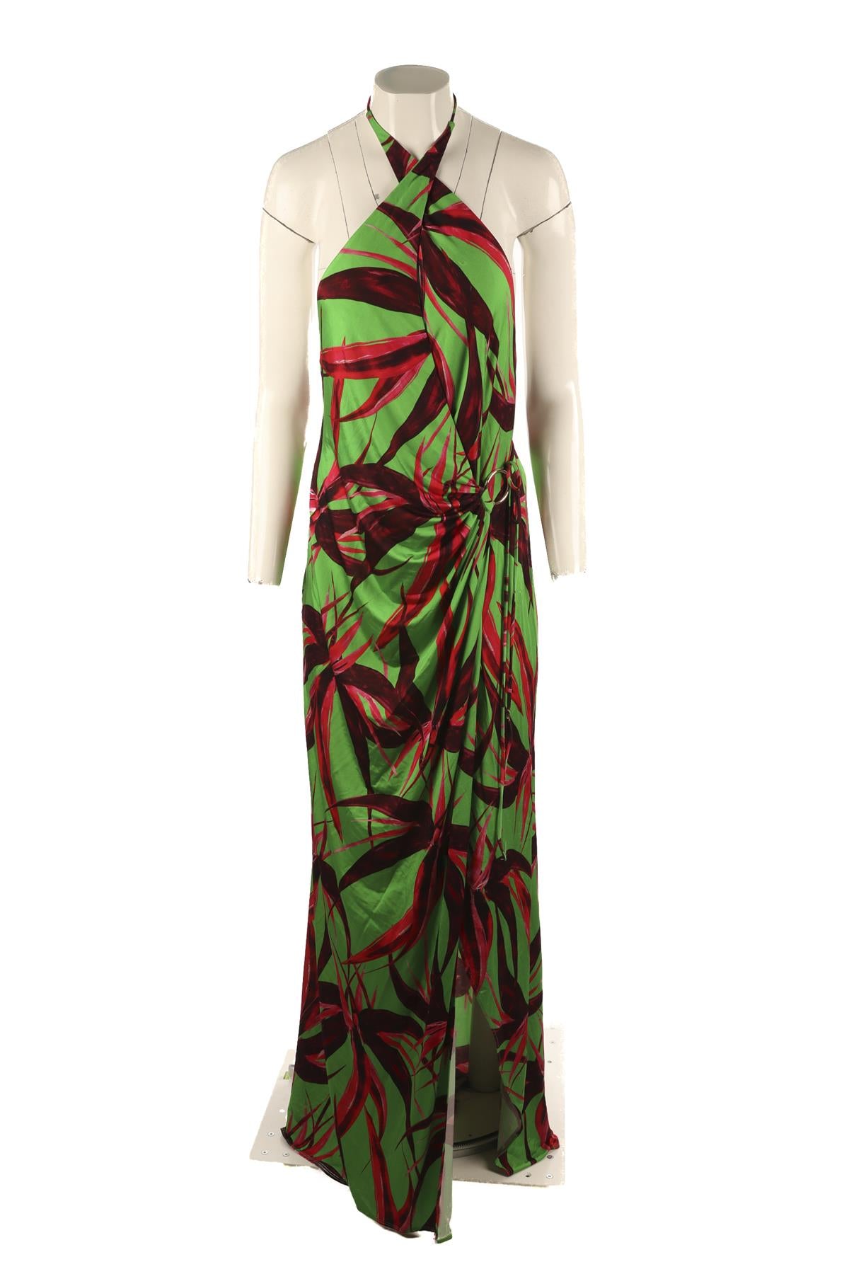 LOUISA BALLOU GREEN JERSEY MAXI DRESS XLARGE