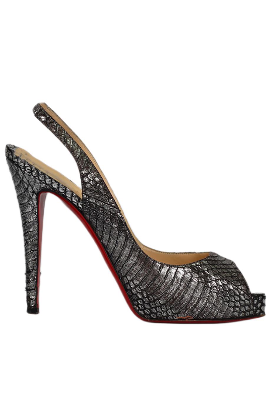 CHRISTIAN LOUBOUTIN SNAKESKIN SLINGBACK PUMPS EU 38 UK 5 US 8