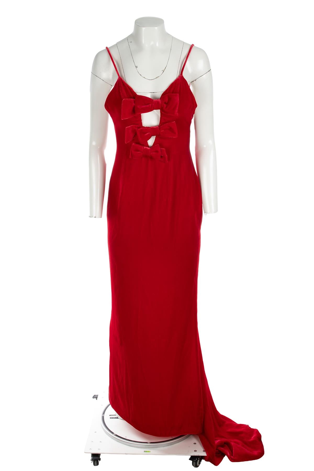 ALESSANDRA RICH RED VELVET MAXI DRESS IT 40
