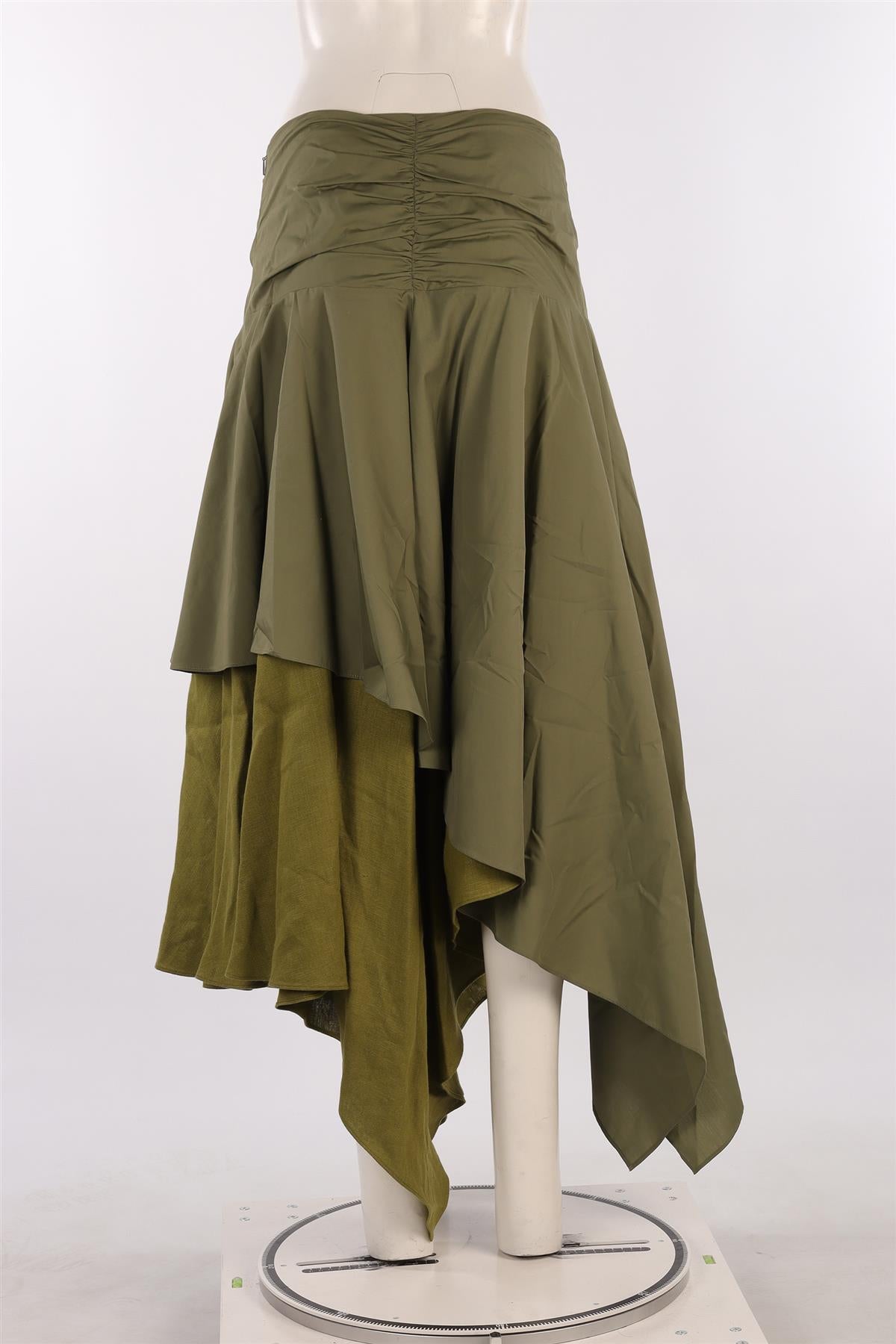 LOEWE GREEN COTTON MIDI SKIRT FR 40 UK 12