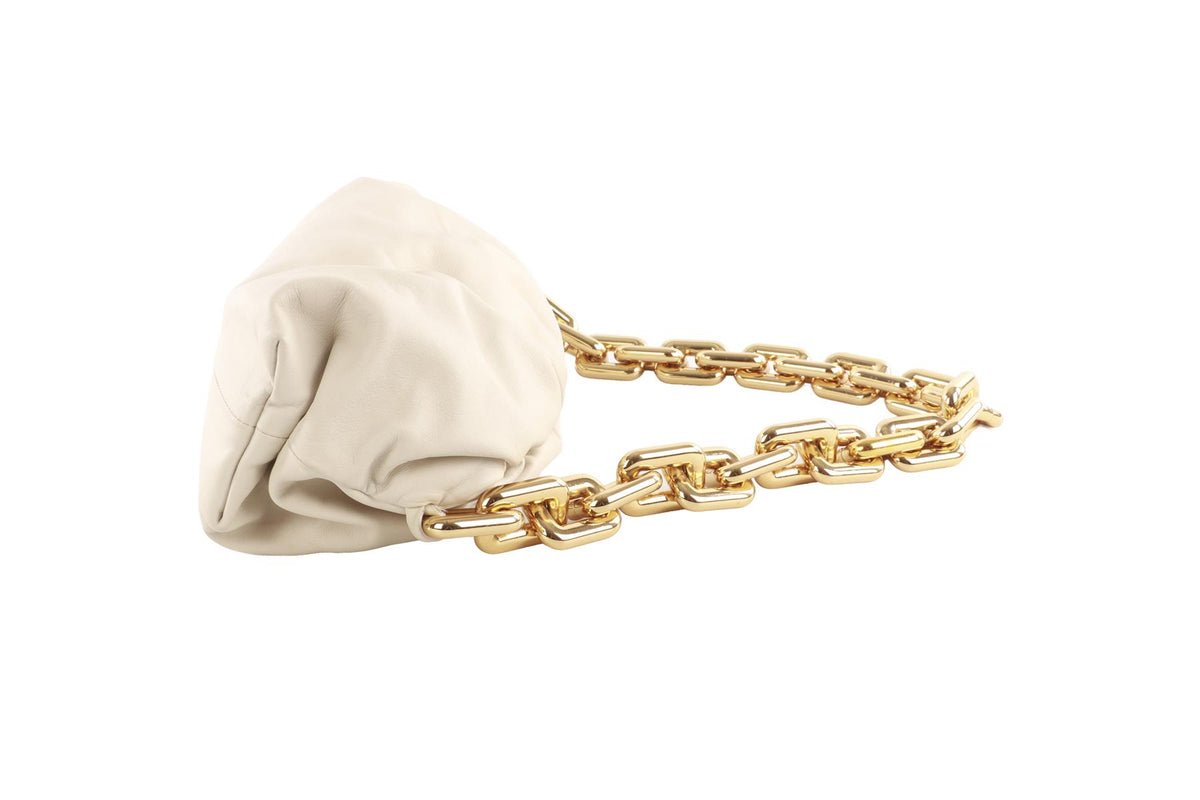BOTTEGA VENETA ECRU THE CHAIN POUCH LEATHER SHOULDER BAG