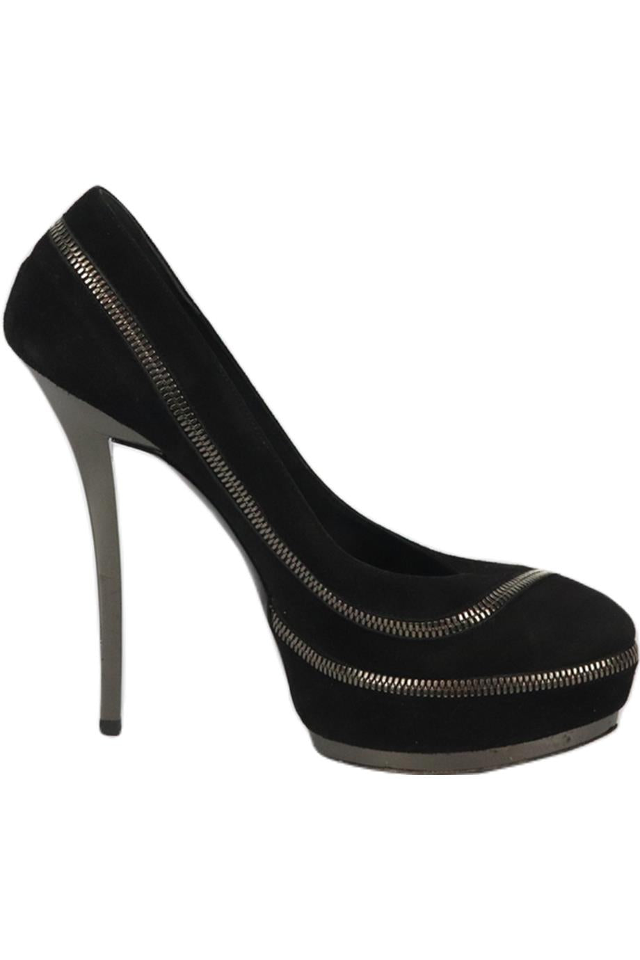 GUCCI ZIP DETAILED SUEDE PLATFORM PUMPS EU 38 UK 5 US 8