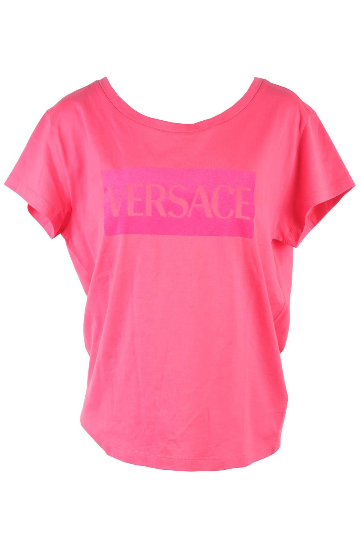 VERSACE PINK COTTON T-SHIRT IT 42 UK 10