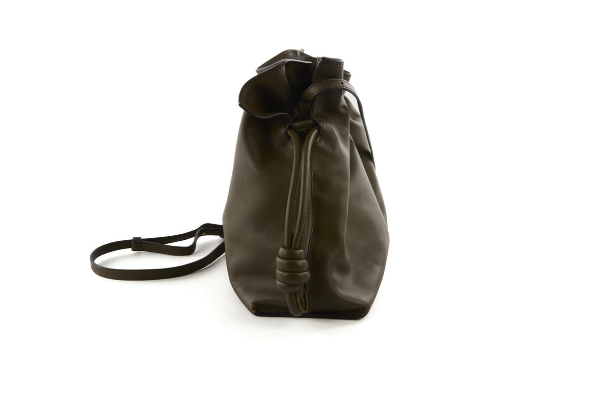 LOEWE KHAKI FLAMENCO MEDIUM LEATHER CLUTCH