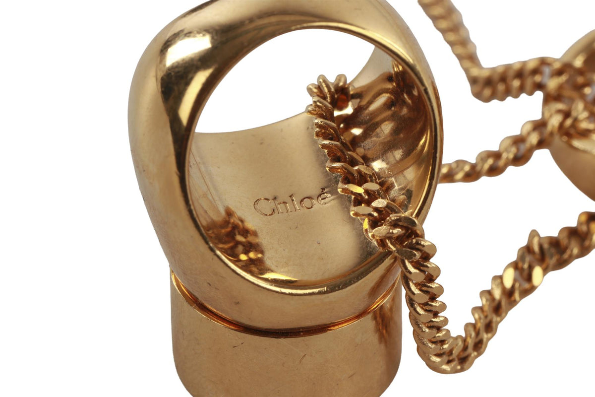 CHLOÉ GOLD RING GOLD TONE CHAIN NECKLACE