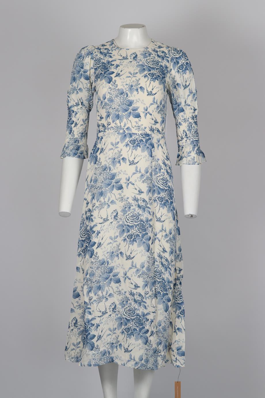 REFORMATION FLORAL PRINT CREPE MIDI DRESS US 2 UK 6