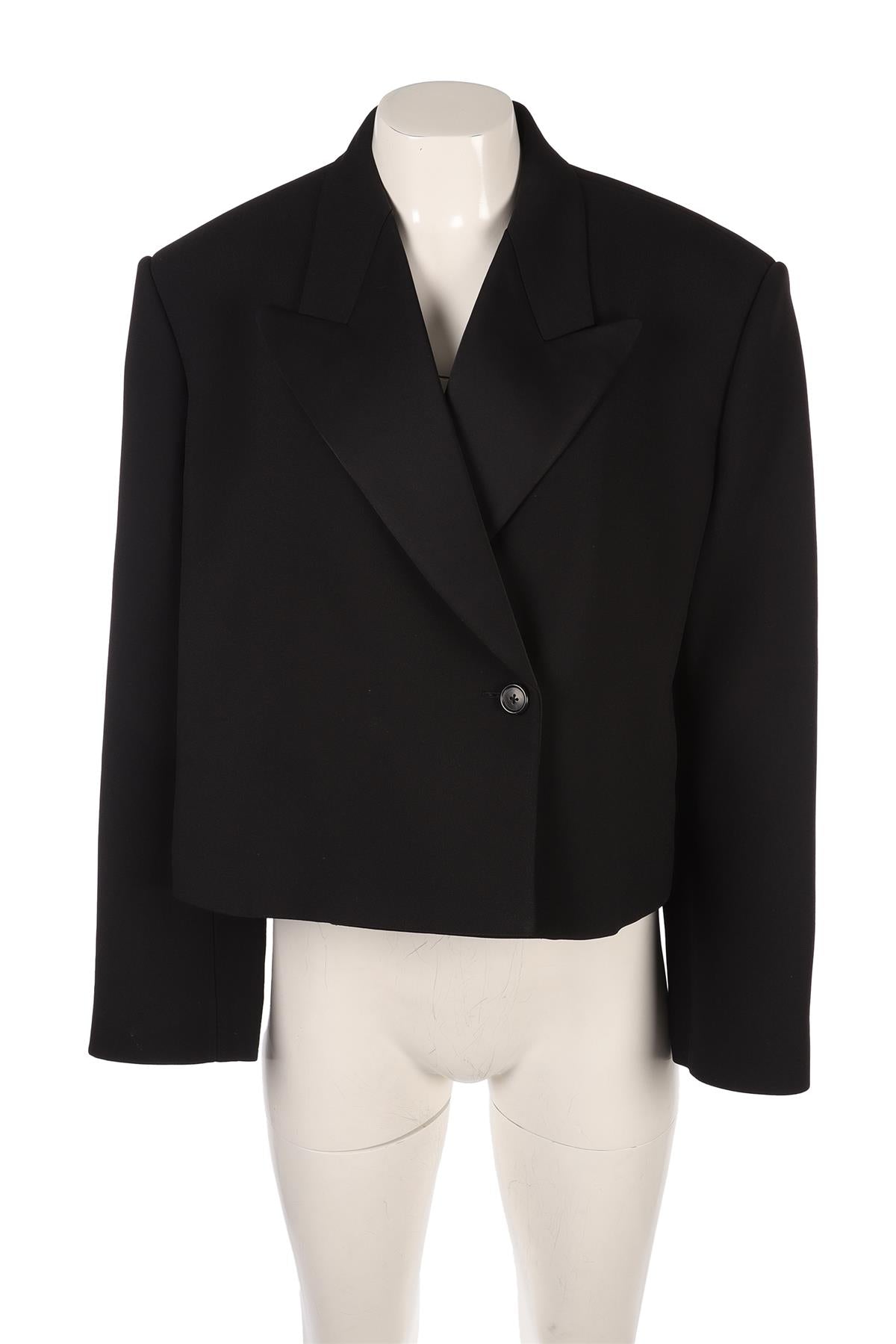 KHAITE BLACK WOVEN BLAZER US 0 UK 4