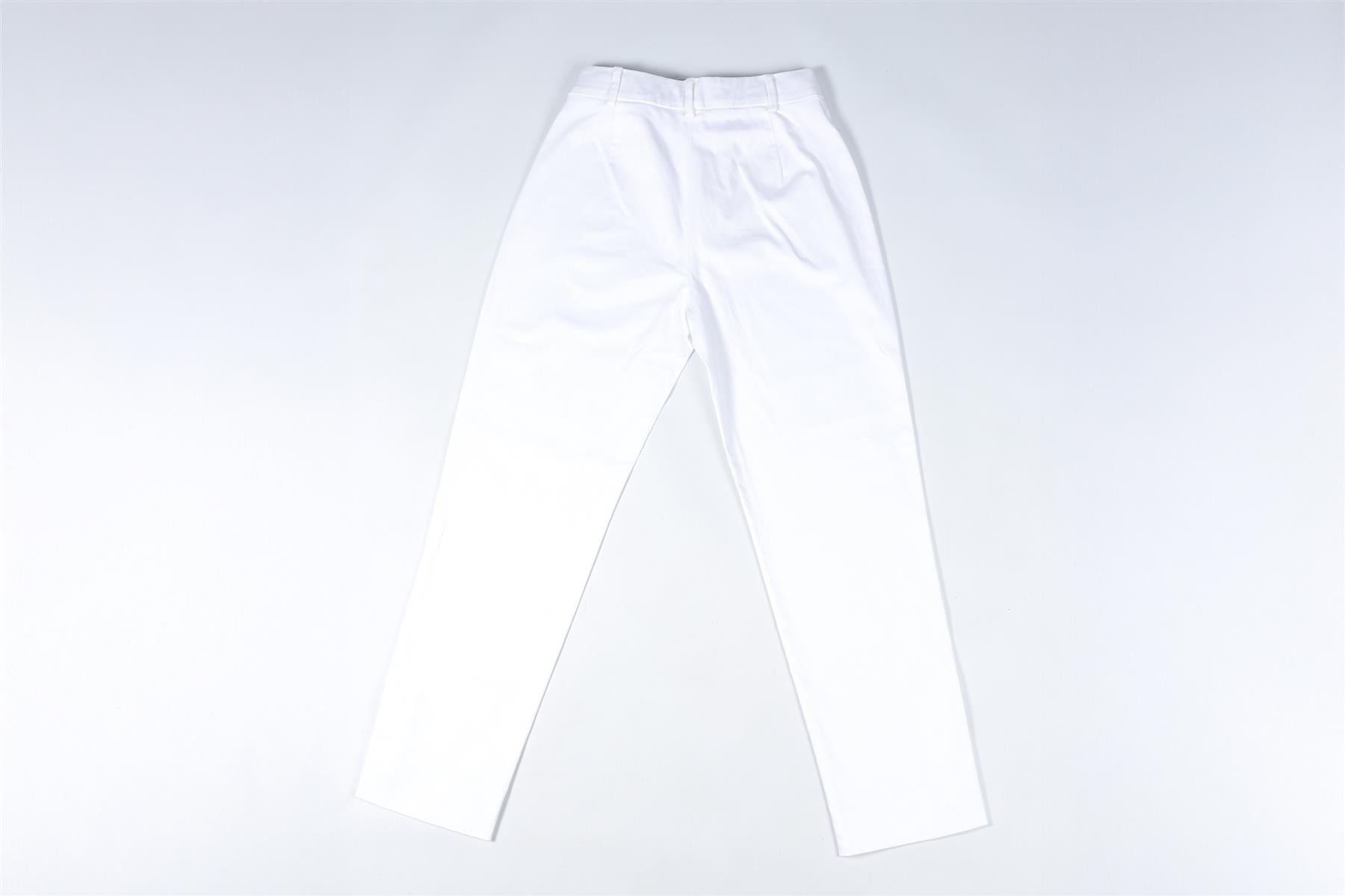 MAX MARA WHITE COTTON STRAIGHT LEG PANTS XSMALL