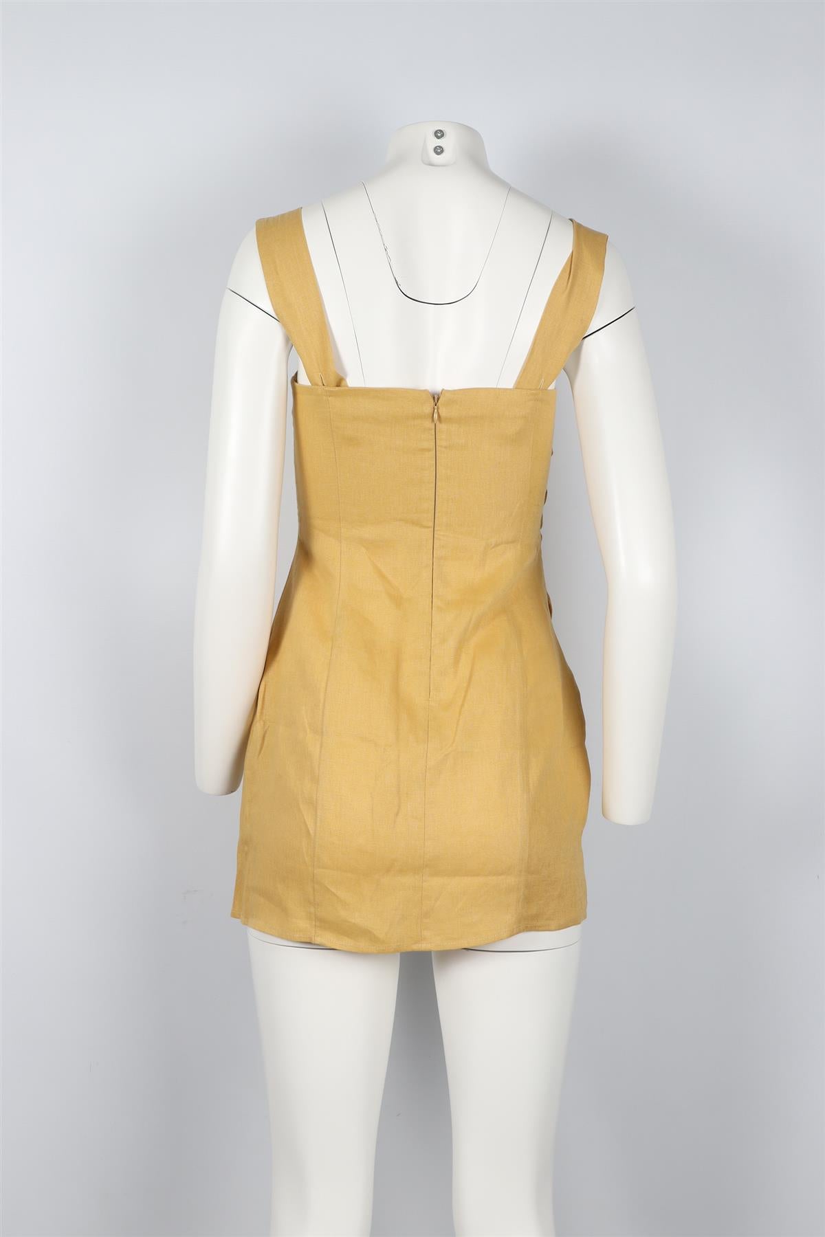 REFORMATION YELLOW LINEN MINI DRESS US 2 UK 6