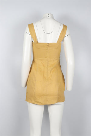 REFORMATION YELLOW LINEN MINI DRESS US 2 UK 6