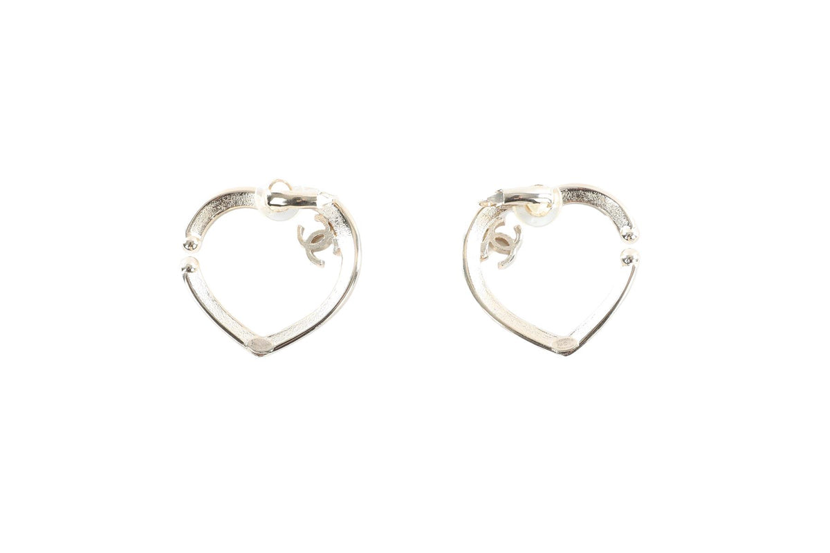 CHANEL SILVER 2023 HEART CLIP ON EARRINGS