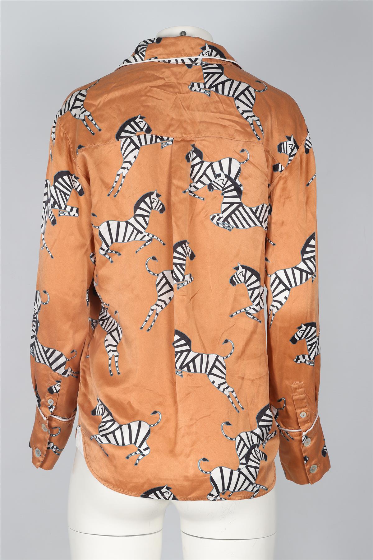 OLIVIA VAN HALLE ORANGE SILK SHIRT SMALL