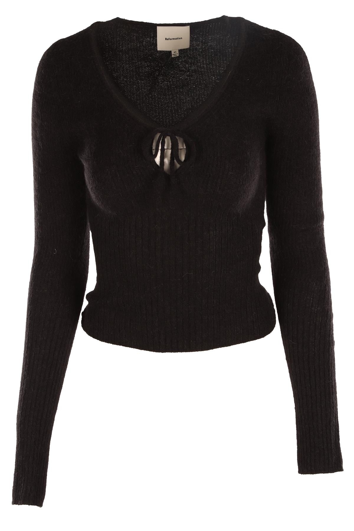 REFORMATION BLACK WOOL TOP XSMALL