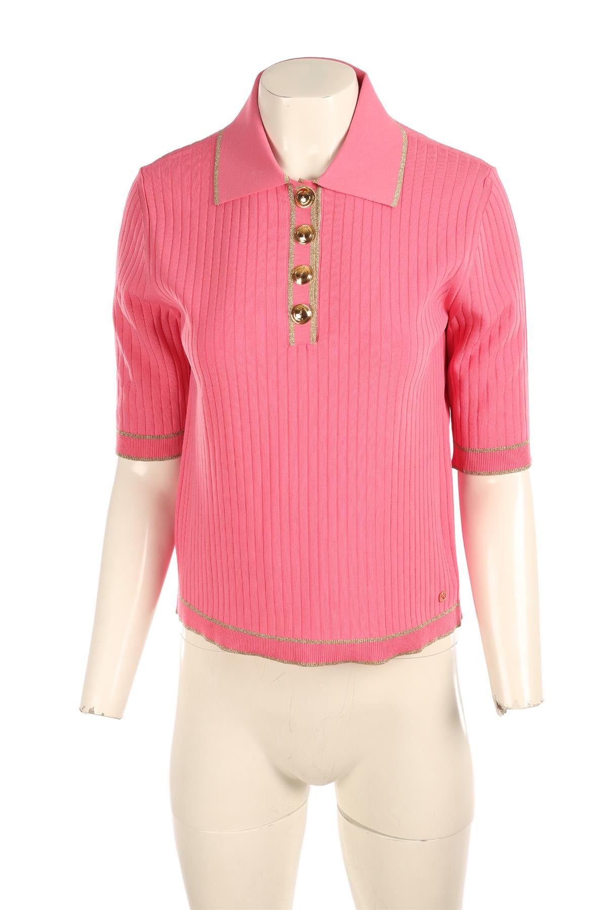 GUCCI PINK KNIT POLO SHIRT MEDIUM