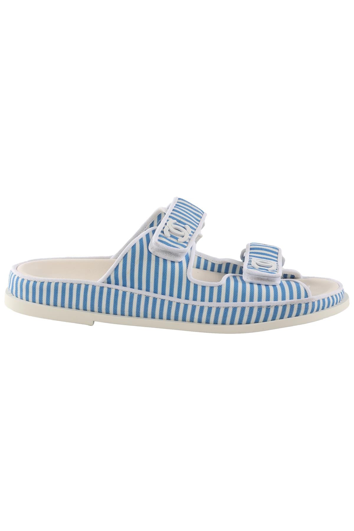 CHANEL BLUE 2024 DAD CANVAS SANDALS EU 38 UK 5 US 8