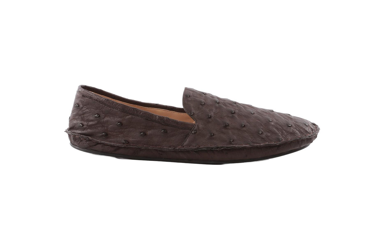 BROWN VASKO OSTRICH LOAFERS