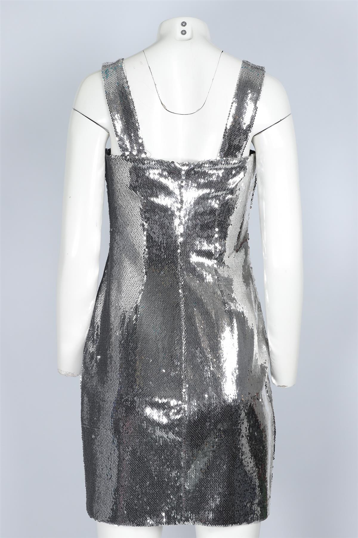 GALVAN LONDON SILVER SEQUIN MINI DRESS UK 12