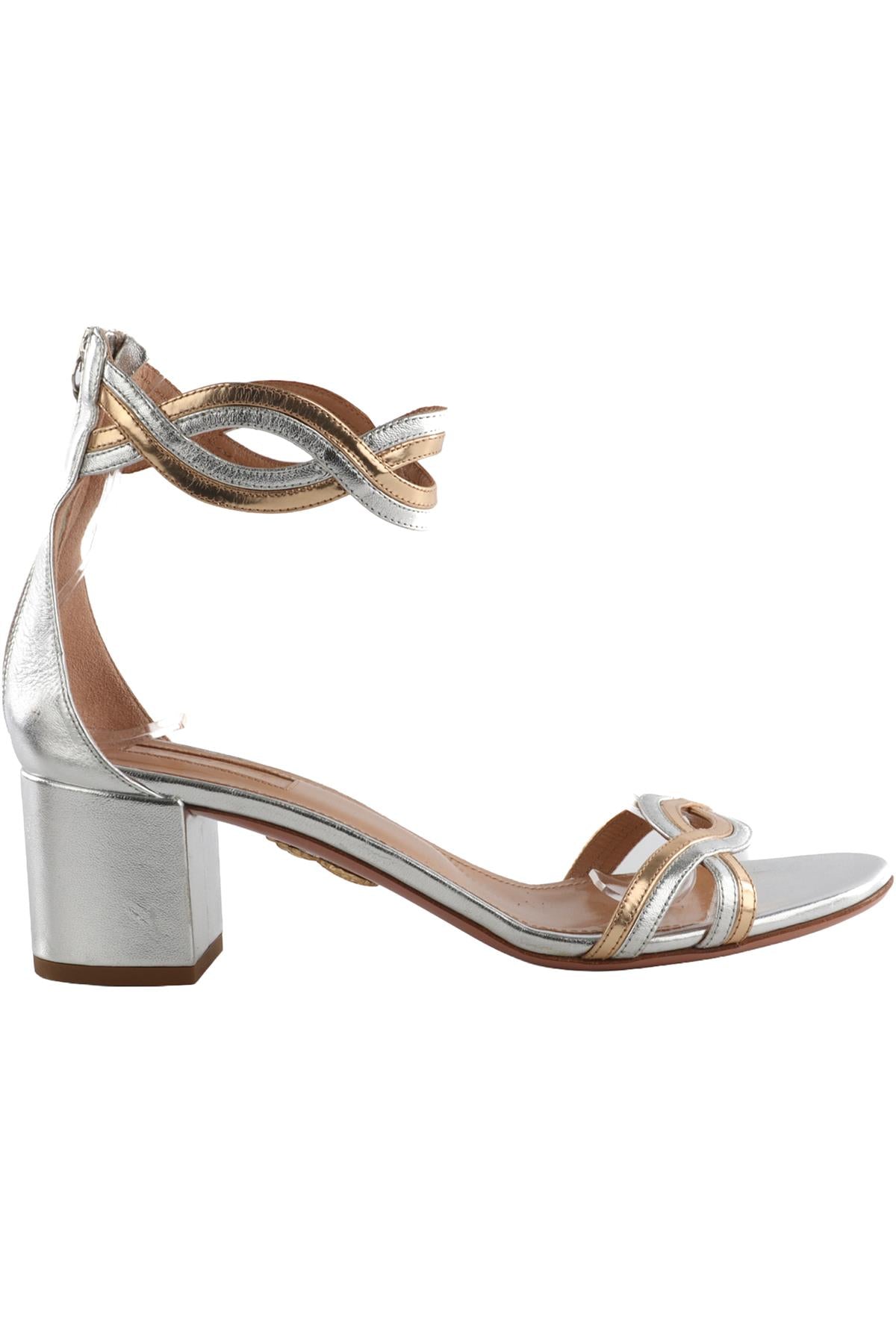 AQUAZURRA SILVER LEATHER SANDALS EU 39 UK 6 US 9