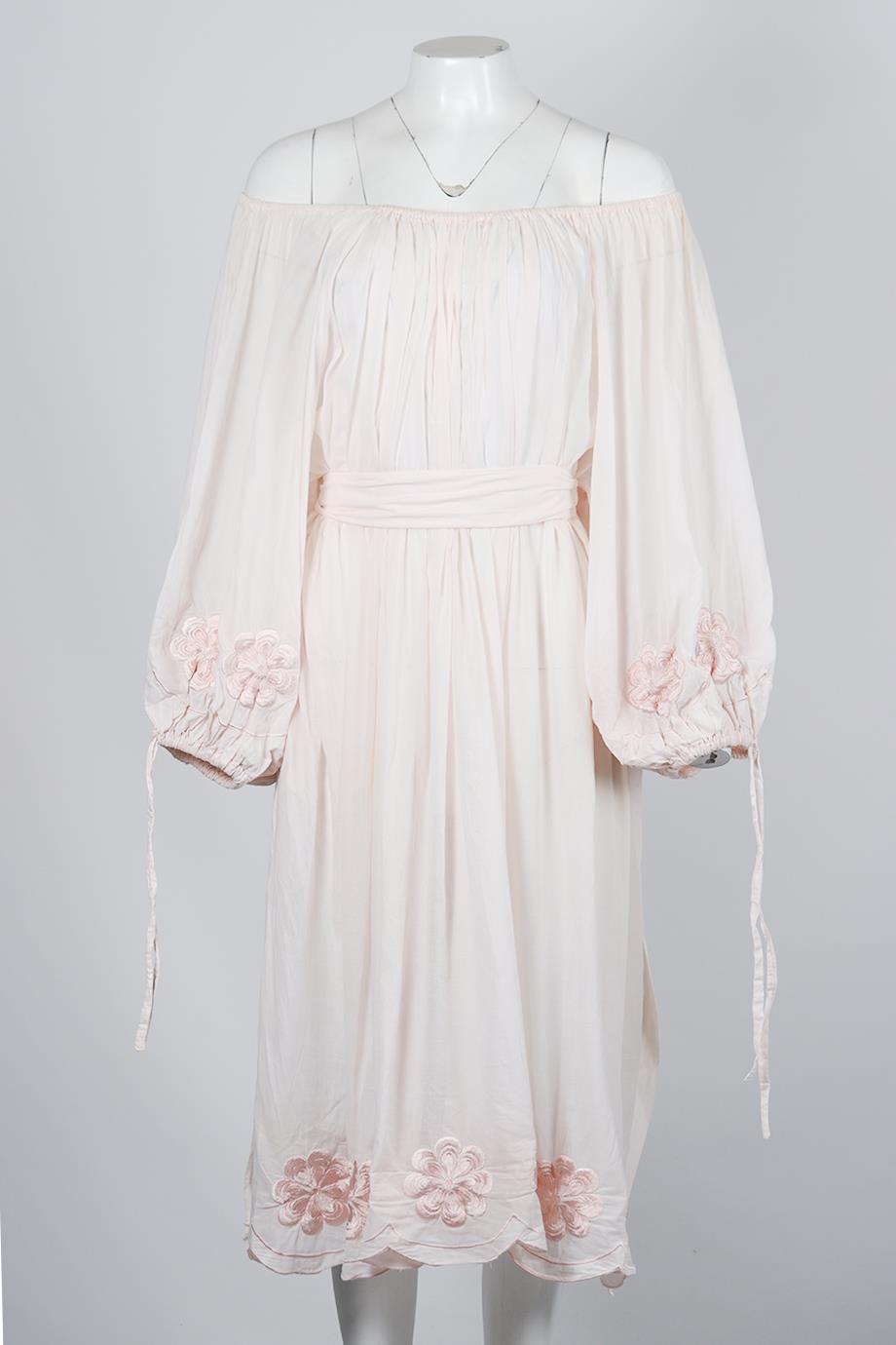 INNIKA CHOO BELTED EMBROIDERED COTTON MIDI DRESS UK 10