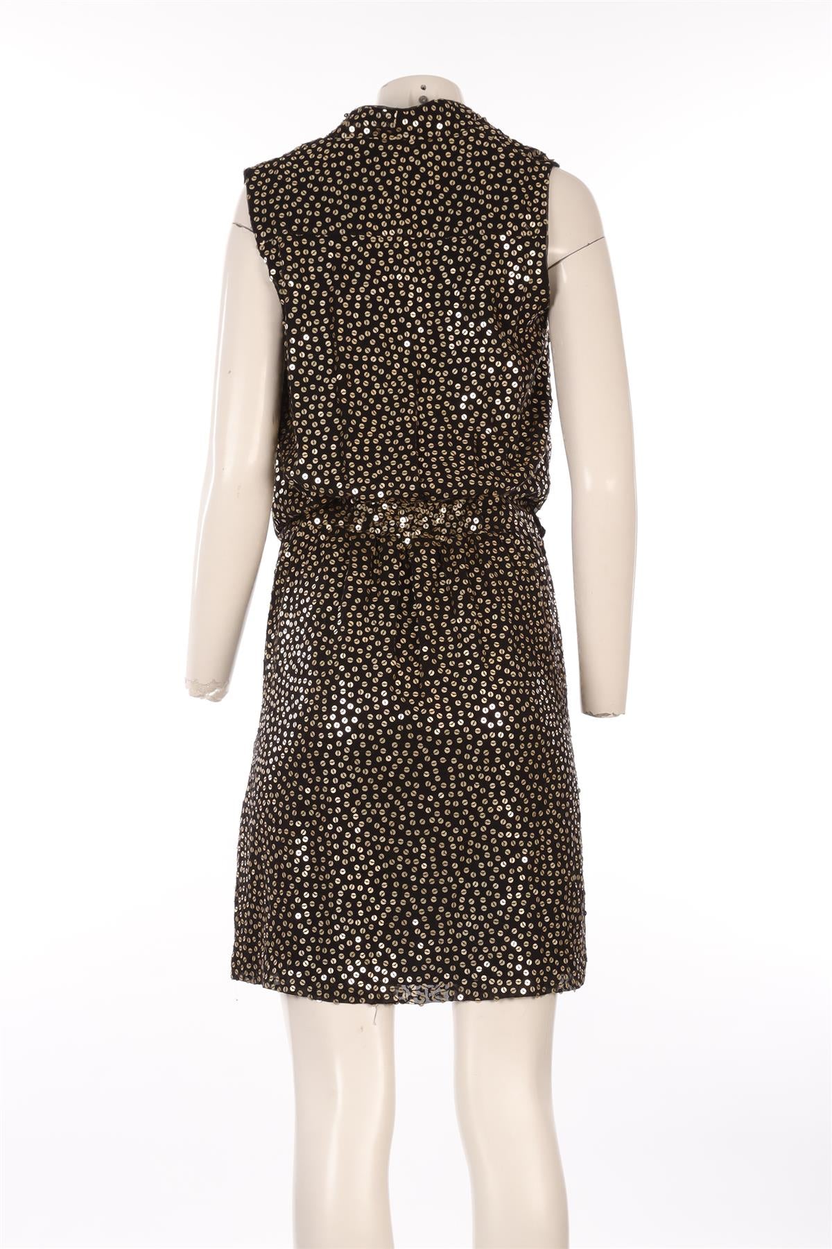 DIANE VON FURSTENBURG BLACK SEQUIN MINI DRESS US 2 UK 6