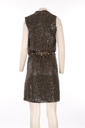 DIANE VON FURSTENBURG BLACK SEQUIN MINI DRESS US 2 UK 6