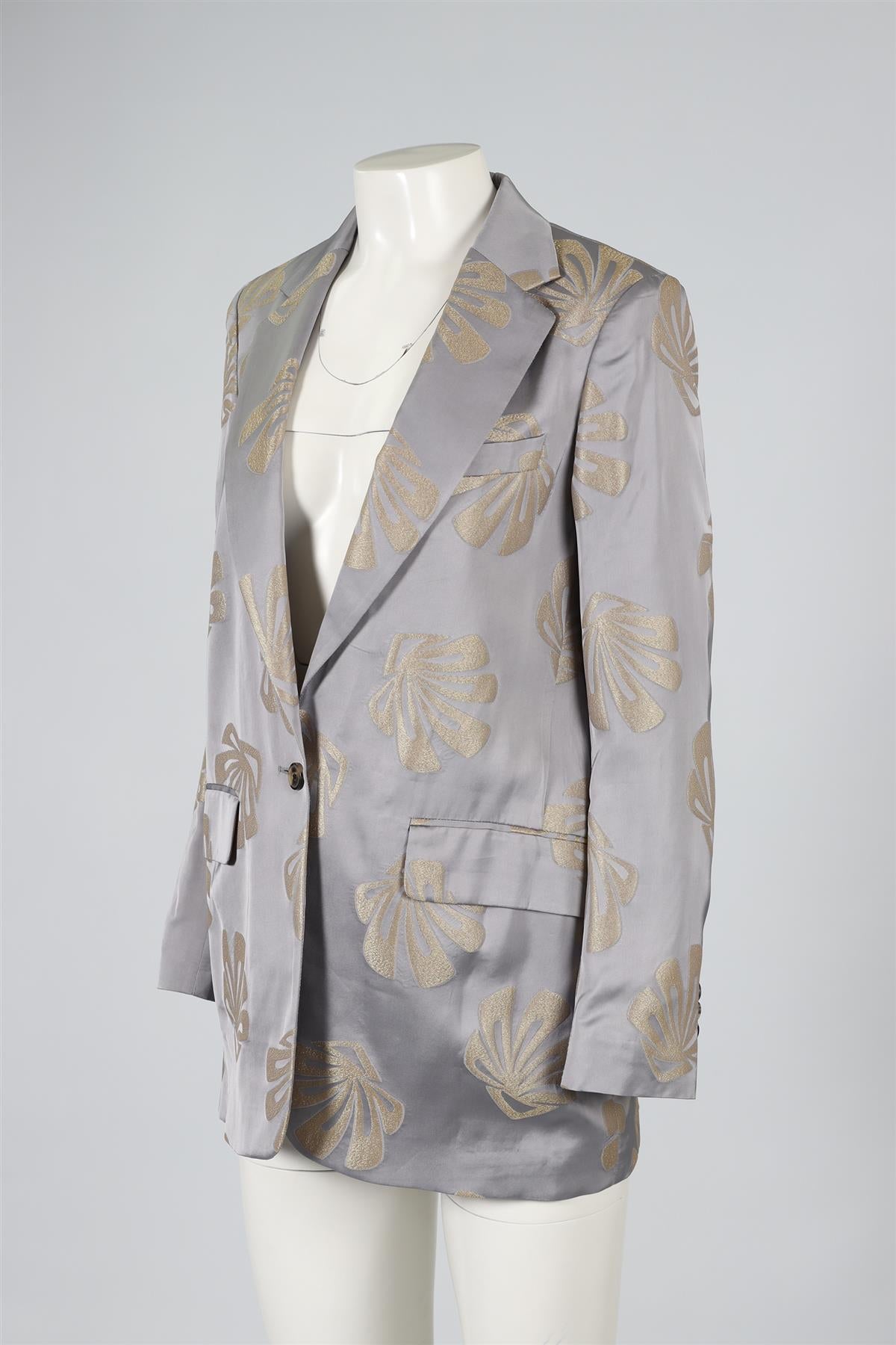 DRIES VAN NOTEN GREY SATIN BLAZER FR 34 UK 6