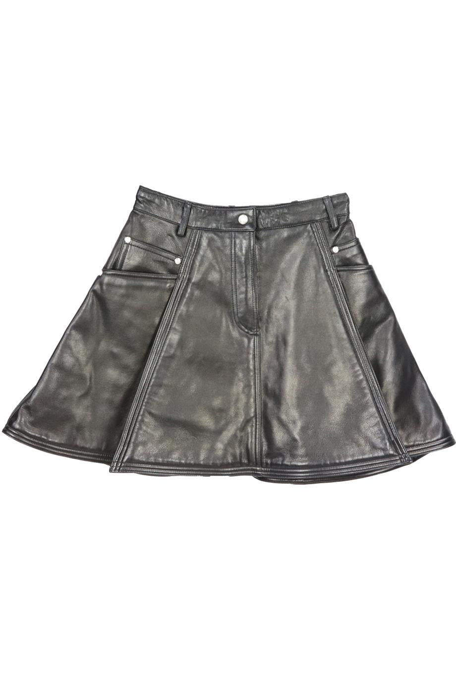 BALMAIN EMBELLISHED PLEATED LEATHER MINI SKIRT FR 36 UK 8