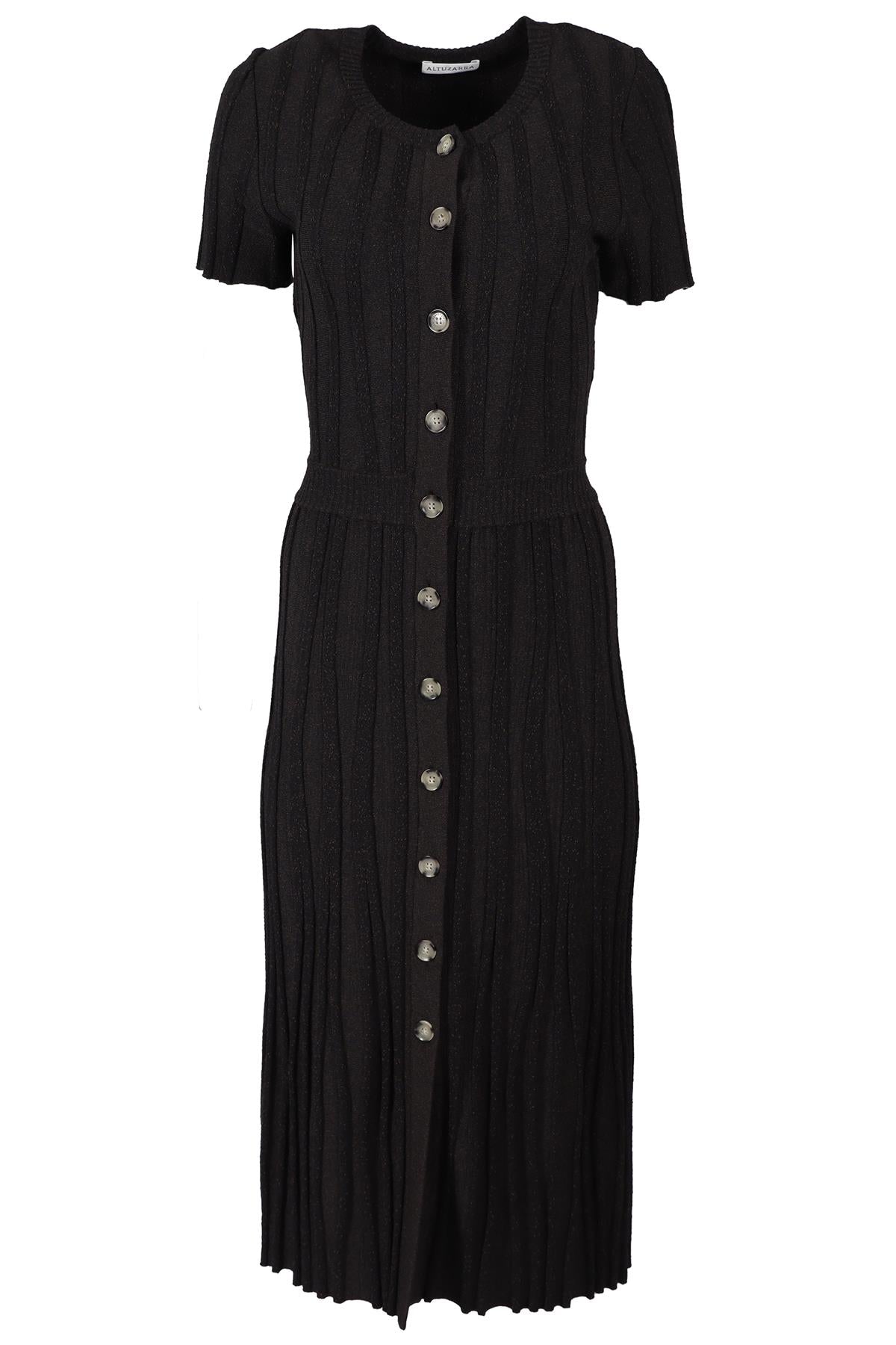 ALTUZARRA BROWN COTTON BLEND MIDI DRESS SMALL