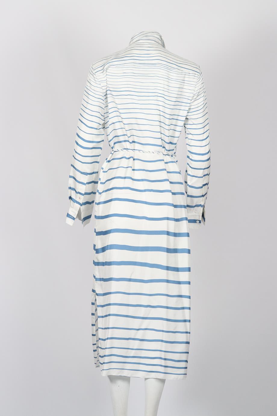 THEORY BELTED STRIPPED SILK MIDI DRESS (COMES WITH SLIP) SMALL