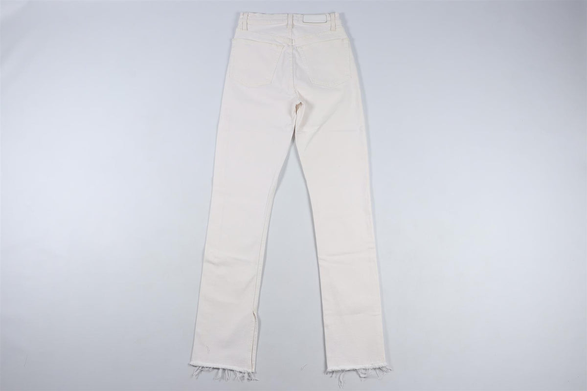 RE/DONE CREAM HIGH RISE STRAIGHT LEG JEANS W24 UK 6