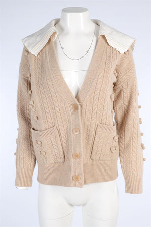 SANDRO BEIGE WOOL CARDIGAN UK 6
