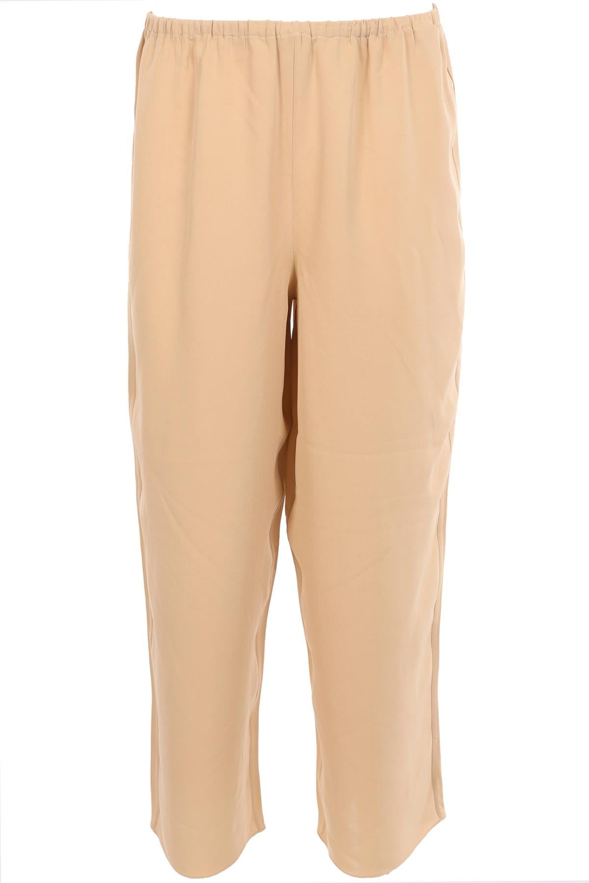 THEORY BEIGE SILK WIDE LEG PANTS SMALL