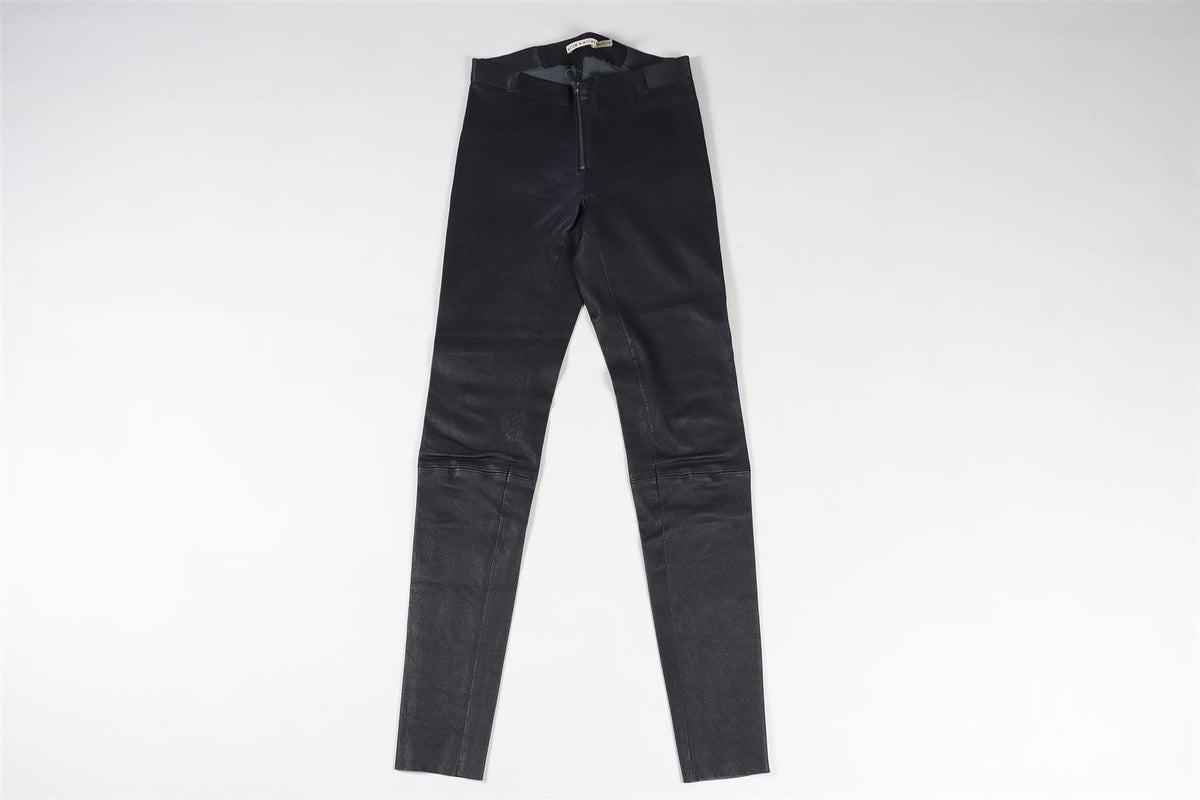 ALICE + OLIVIA NAVY LEATHER LEGGINGS UK 4
