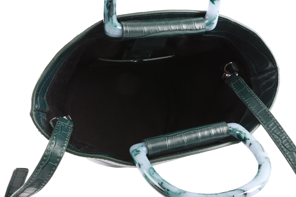 GREEN LEATHER TOTE BAG