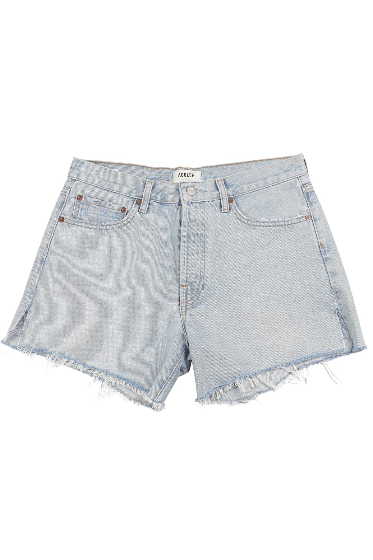 FRAME BLUE HIGH RISE DENIM SHORTS W29 UK 10-12
