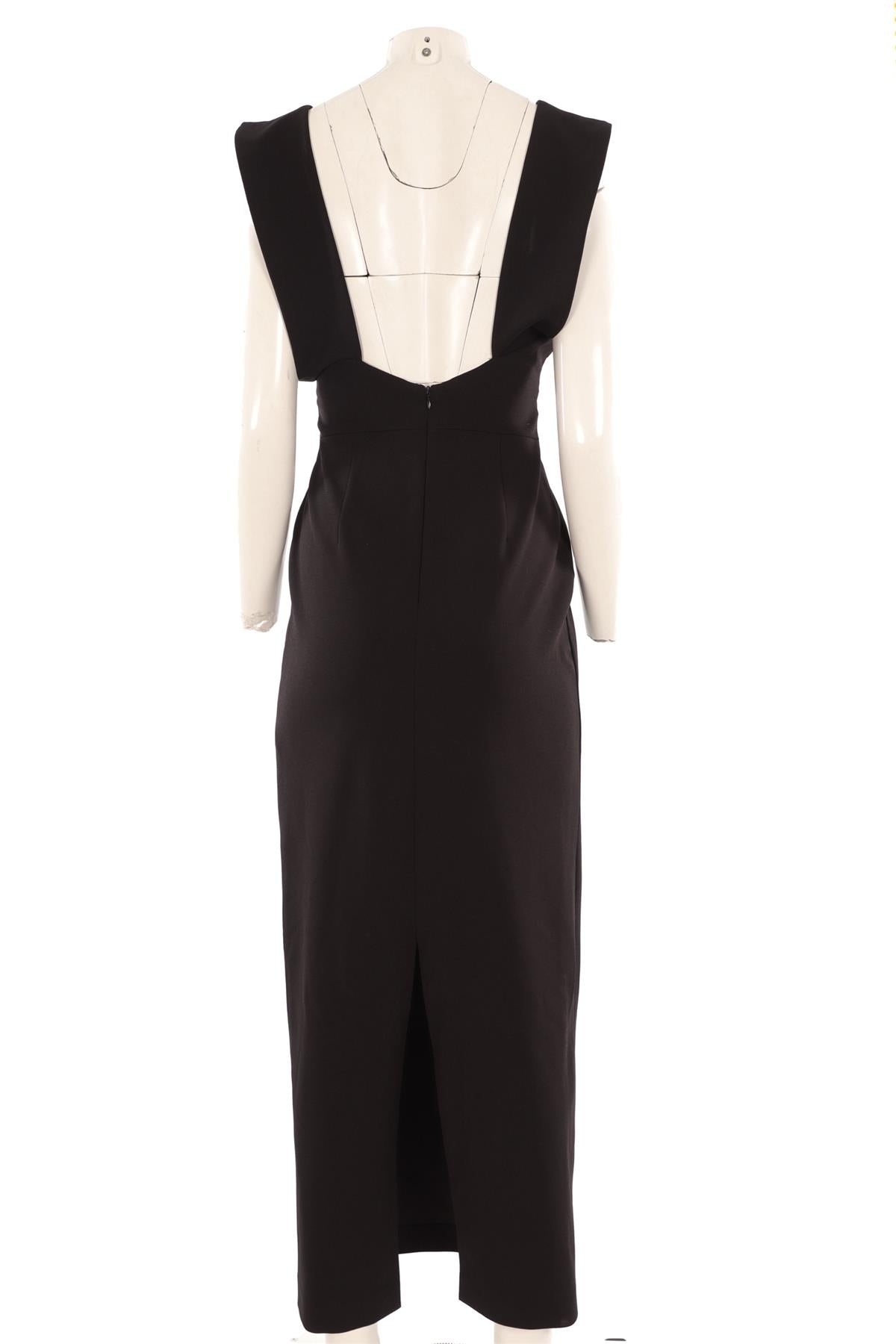 SOLACE LONDON BLACK CREPE MAXI DRESS UK 8