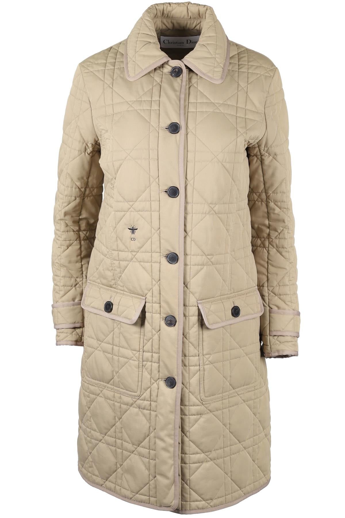 CHRISTIAN DIOR BEIGE 2022 CANNAGE COTTON COAT SMALL