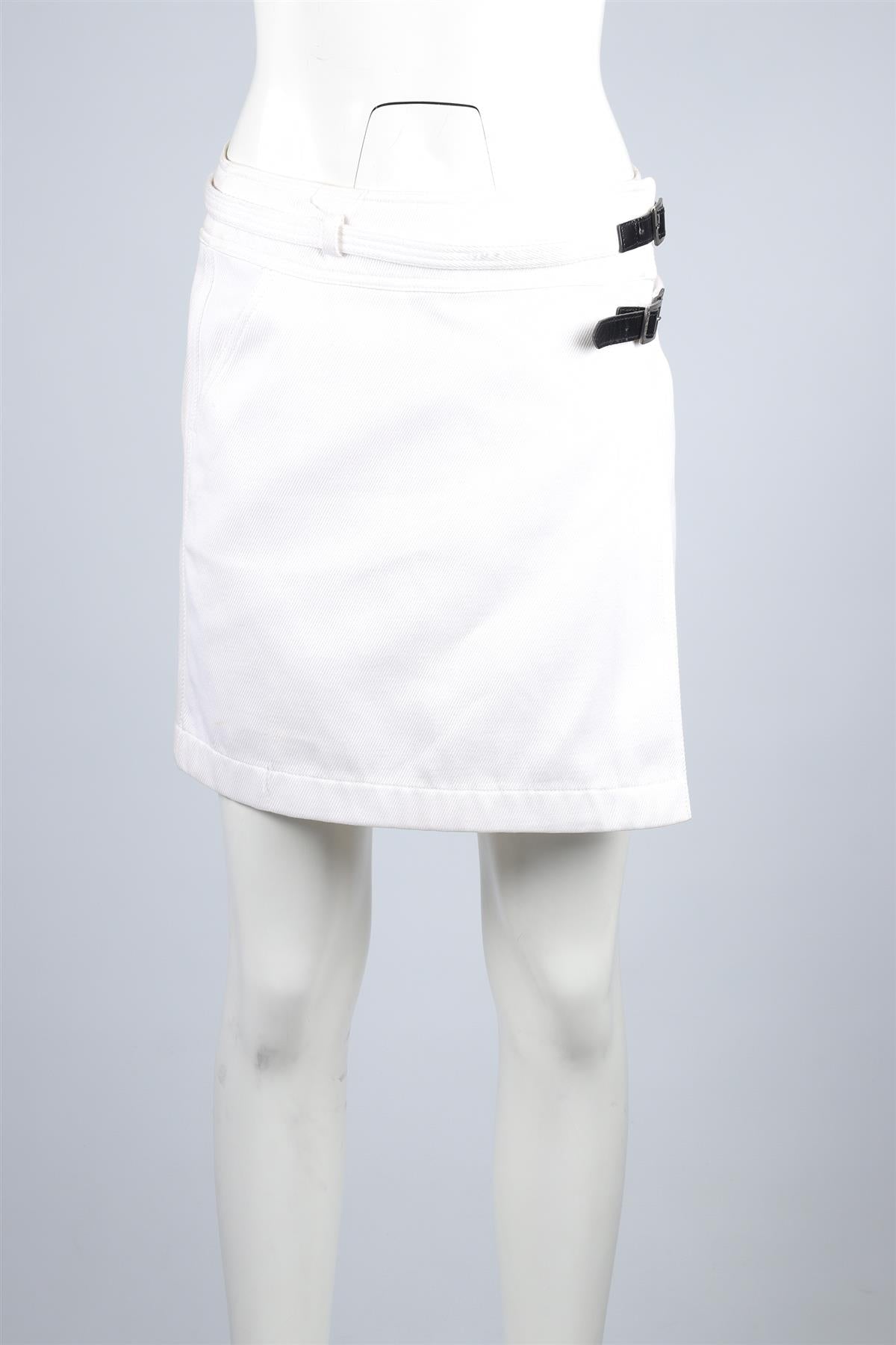 CHANEL WHITE 2000 DENIM MINI SKIRT FR 42 UK 14