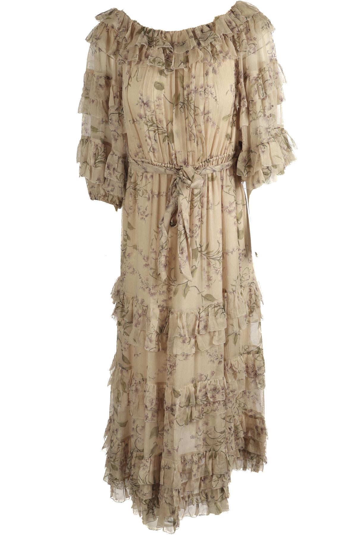 ZIMMERMANN BEIGE SILK MAXI DRESS UK 12