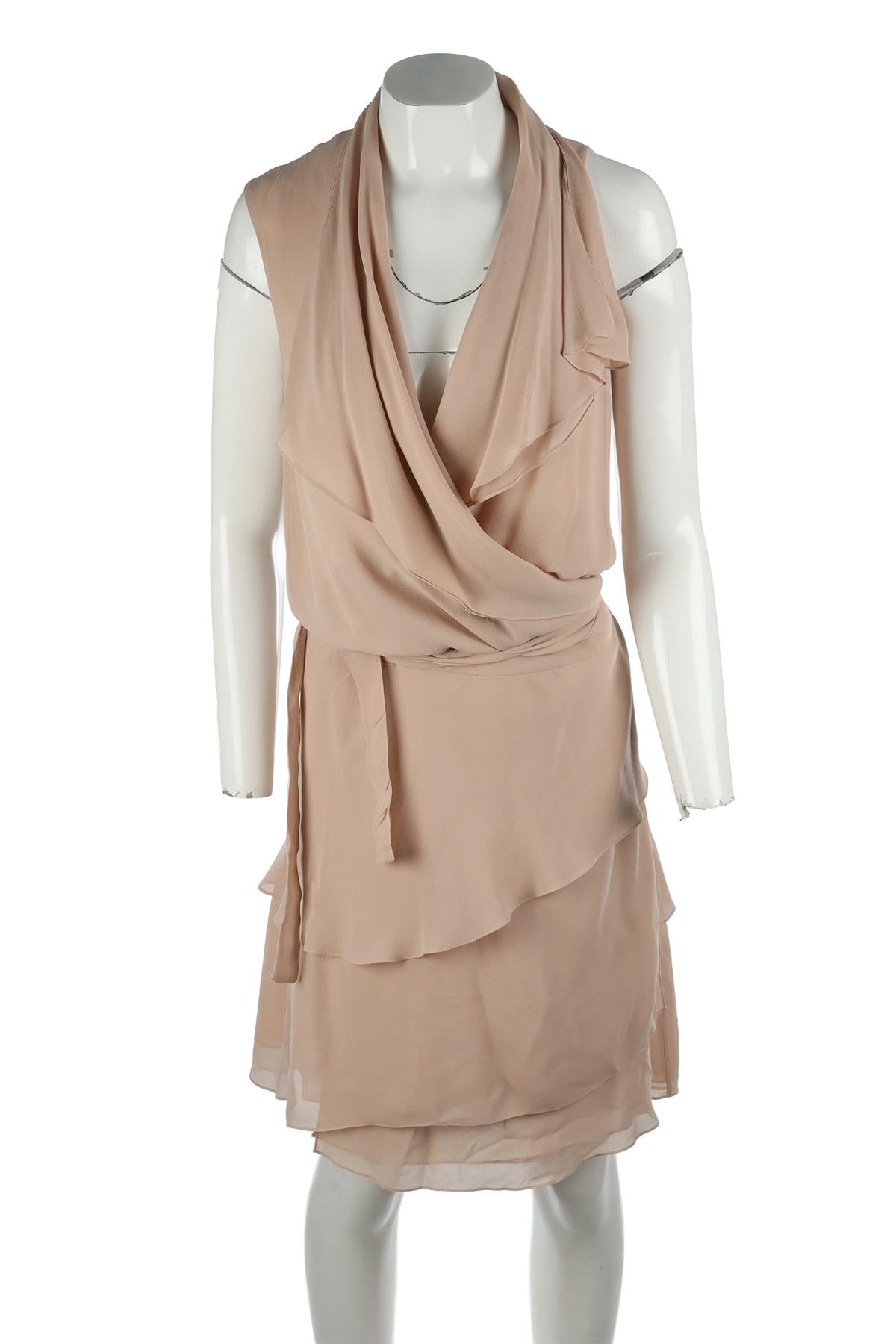 JOSEPH NUDE SILK MIDI DRESS FR 36 UK 8 US 4