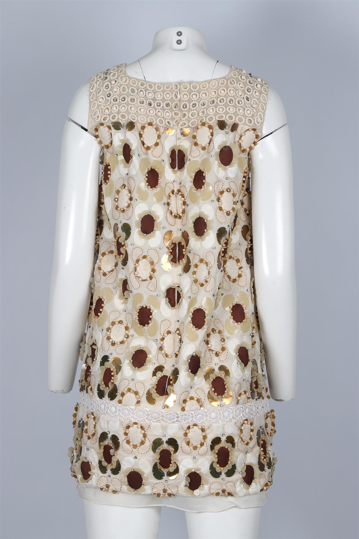 CHLOÉ CREAM 2007 SILK MINI DRESS FR 36 UK 8