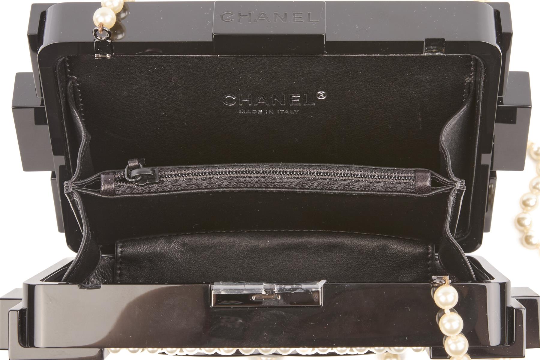 CHANEL BLACK 2014 BOY BRICK LEGO PEARL CLUTCH