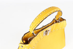 FENDI YELLOW PEEKABOO MINI LEATHER TOTE BAG