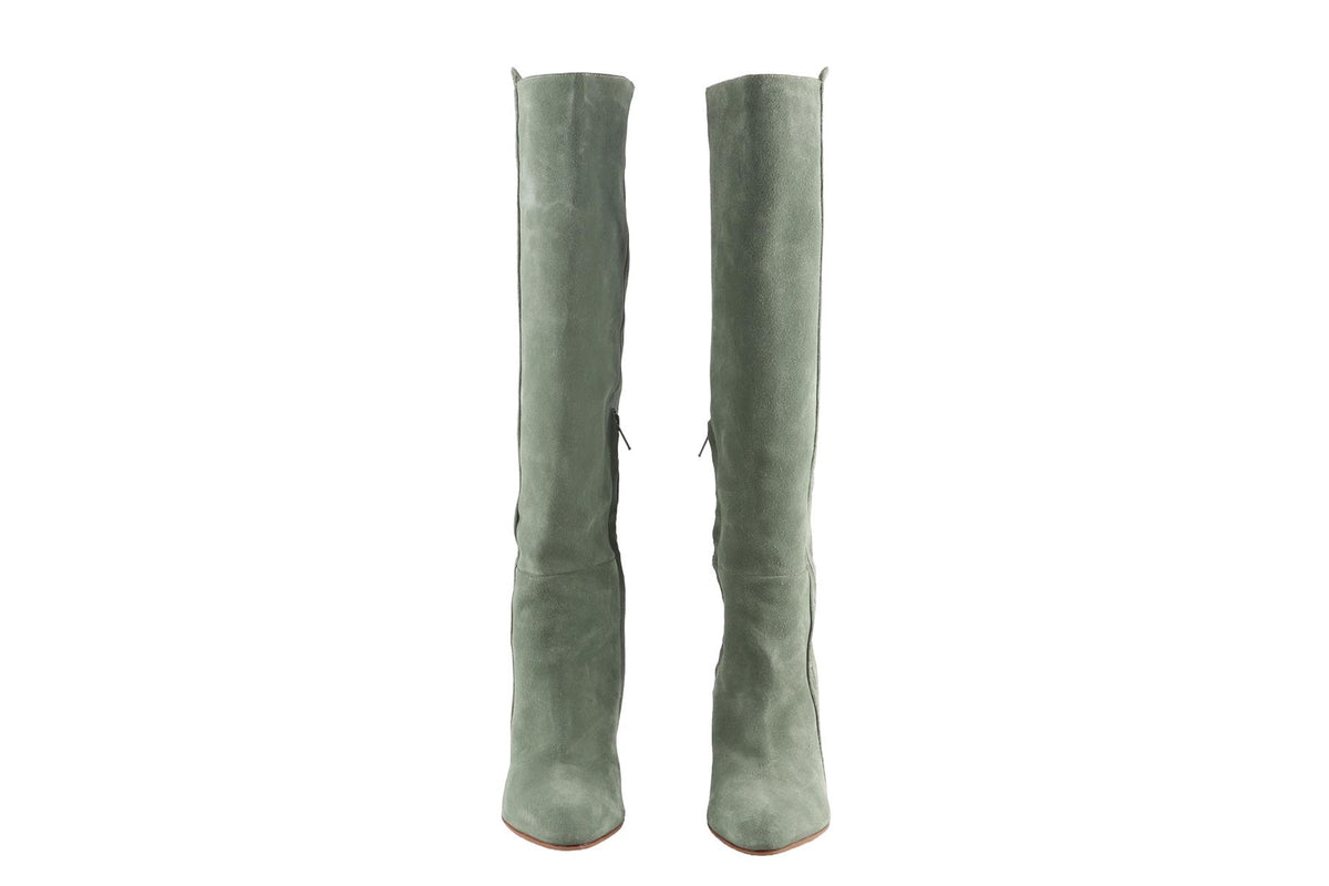SEZANE GREEN SUEDE KNEE HIGH BOOTS EU 38 UK 5 US 8