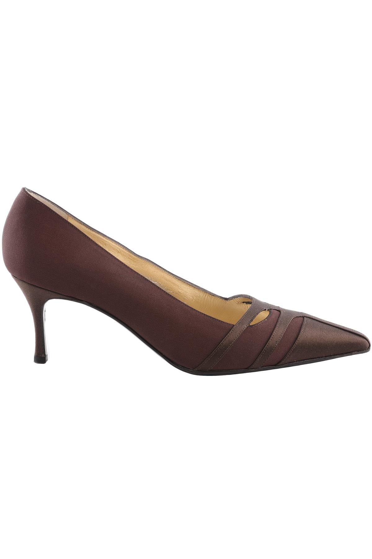 RENÉ MANCINI BROWN SATIN PUMPS EU 36.5 UK 3.5 US 6.5