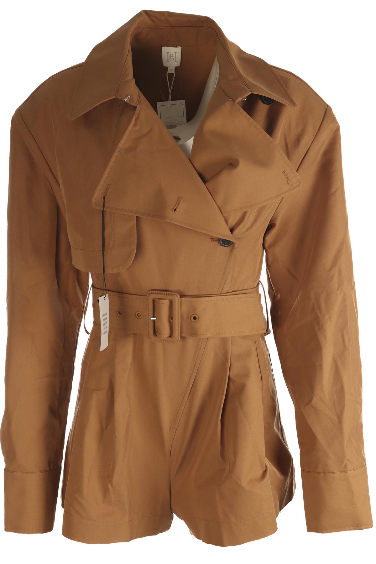 HELSA TAN COTTON PLAYSUIT XSMALL