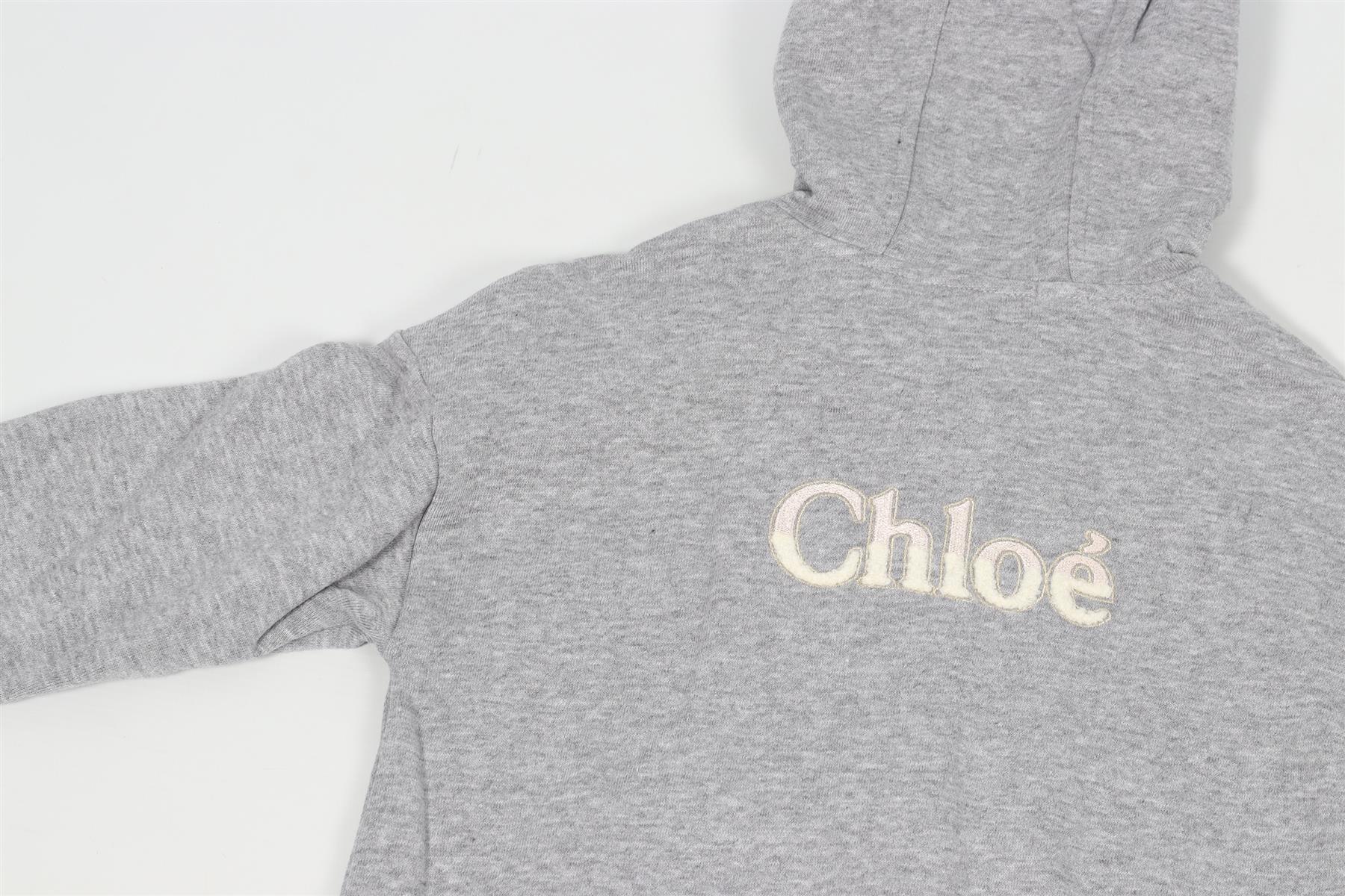 CHLOÉ GREY KIDS GIRLS COTTON HOODIE 8 YEARS